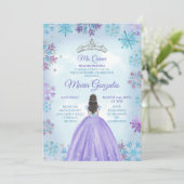 Invitation Bleu et violet Mexicaine fille d'hiver Mis Quince (Debout devant)