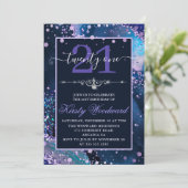 Invitation Bleu et violet Parties scintillant Faux Agate Anni (Debout devant)