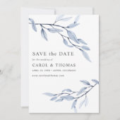 Invitation Bleu éthérée | chic VERTICAL enregistrer la date (Devant)