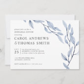 Invitation Bleu éthérée | Dîner de répétition botanique chic (Devant)