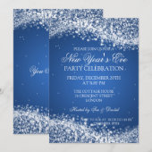 Invitation Bleu étincelant de la veille de Nouvel An (Devant / Derrière)