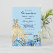 Invitation Bleu étincelant Parties scintillant or robe Sweet  (Debout devant)