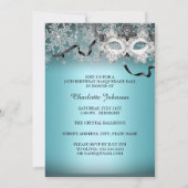 Invitation Bleu étincelle Masquerade Quinceanera (Dos)