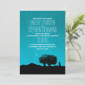 Invitation bleu étoile arbres de nuit et mariage de couple (Debout devant)
