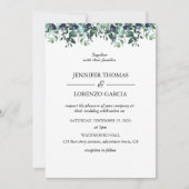 Invitation Bleu Eucalyptus Vert Mariage Succulent (Devant)