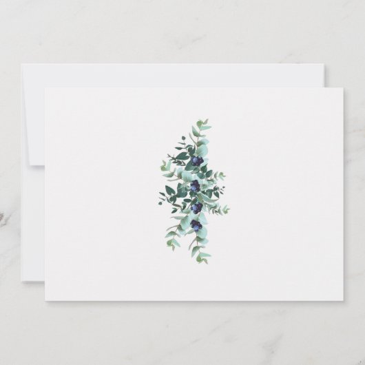 Invitation Bleu Eucalyptus Vert Mariage Succulent (Dos)