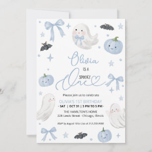 Invitation Bleu Fantomatique Un 1er Anniversaire Gentil Fantô