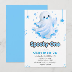 Invitation Bleu Fantôme Mignon Épouvantable Un Anniversaire H
