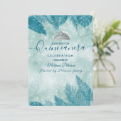 Invitation Bleu feuille tropical tiara Quinceañera (Debout devant)