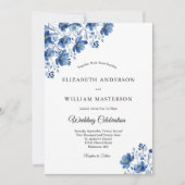 Invitation Bleu Fleur sauvage Aquarelle Élégante Mariage mode (Devant)