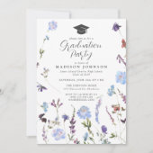 Invitation Bleu Fleur sauvage High School Graduation Party (Devant)