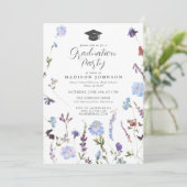 Invitation Bleu Fleur sauvage High School Graduation Party (Debout devant)