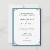 Invitation bleu fleuri;mariage marriage marriages (Devant)
