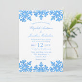 Invitation Bleu Flocon de neige Mariage d'hiver (Debout devant)