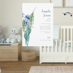 Invitation Bleu Floral Aquarelle Baby shower III