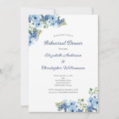 Invitation Bleu Floral Aquarelle Verdure Dîner de répétition (Devant)