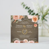 Invitation Bleu Floral Automne Russe Forêt de Bois Feuille ve (Debout devant)