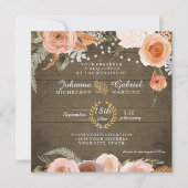 Invitation Bleu Floral Automne Russe Forêt de Bois Feuille ve (Devant)