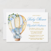 Invitation Bleu floral Baby shower de boue d'éléphant (Devant)