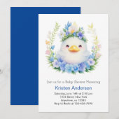 Invitation Bleu Floral Blissful Duck Meadow Boy Baby shower (Devant / Derrière)