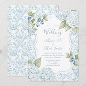 Invitation Bleu Floral Élégant Mariage Hydrangea Bleue (Devant / Derrière)
