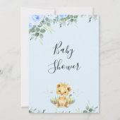 Invitation Bleu Floral Eucalyptus Lion Baby shower King (Dos)