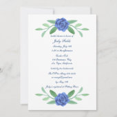 Invitation Bleu Floral Fête des mariées de feuillage (Devant)