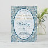 Invitation Bleu Floral Mariage Souci William Morris (Debout devant)
