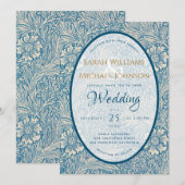 Invitation Bleu Floral Mariage Souci William Morris (Devant / Derrière)