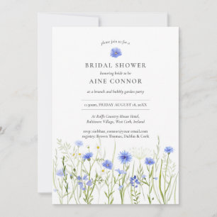 Invitation Bleu floral nuptiale, fleurs sauvages d'été