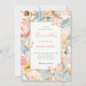 Invitation Bleu floral rose pastel (Devant)