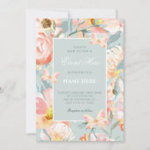 Invitation Bleu floral rose pastel (Devant)