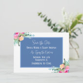 Invitation Bleu Floral rose Rosebud Mariage Enregistrer la da (Debout devant)
