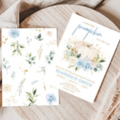 Invitation Bleu Floral Sweet Petit Baby shower Citrouille