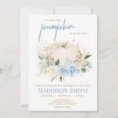 Invitation Bleu Floral Sweet Petit Baby shower Citrouille (Devant)