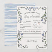 Invitation Bleu Flower Market Fresh Floral Conseils pour bébé (Devant / Derrière)