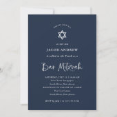 Invitation Bleu foncé avec calligraphie blanche | Bar Mitzvah (Devant)