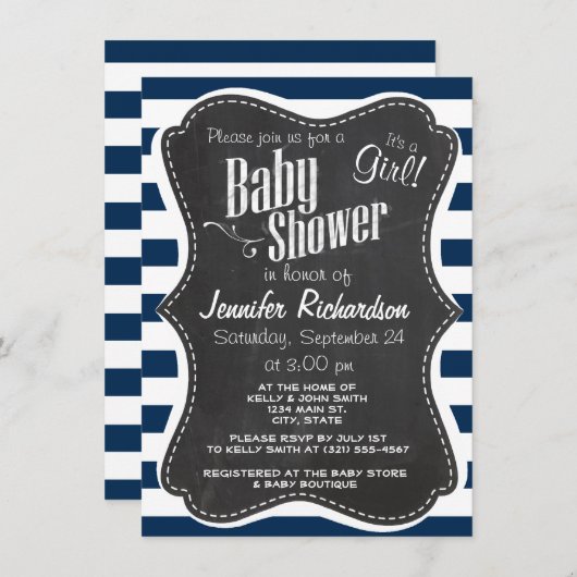 Invitation Bleu foncé de minuit ; tableau de bord rétro (Devant / Derrière)