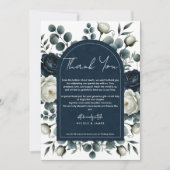 Invitation Bleu foncé et blanc Moderne Flore verdure Weddingu (Devant)