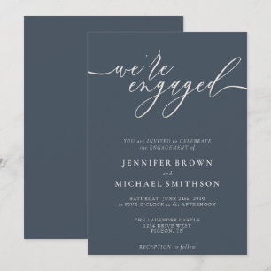Invitation Bleu foncé et gris ivoire Nous sommes engagés