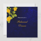 Invitation Bleu foncé et marigold Mariage de fleurs de rose j (Dos)