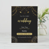 Invitation Bleu foncé et or Simple Mariage d'invitation (Debout devant)