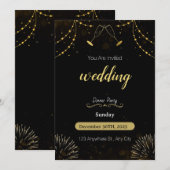 Invitation Bleu foncé et or Simple Mariage d'invitation (Devant / Derrière)