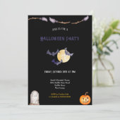 INVITATION BLEU FONCÉ ET ORANGE HALLOWEEN (Debout devant)