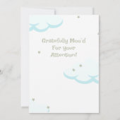 Invitation Bleu foncé gris Sleepy Vache Blanc Cloud Baby show (Dos)