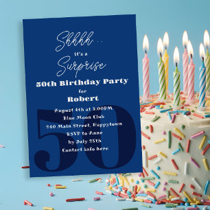 Invitation Bleu foncé Homme adulte Surprise fête d'anniversai