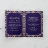 Invitation Bleu foncé Ikat jaune tout en un Mariage sikh (Intérieur)