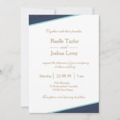 Invitation Bleu foncé or blanc gris gris subtil rayures maria (Devant)