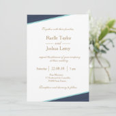 Invitation Bleu foncé or blanc gris gris subtil rayures maria (Debout devant)