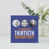 Invitation Bleu foncé orange 30ème anniversaire photo (Debout devant)